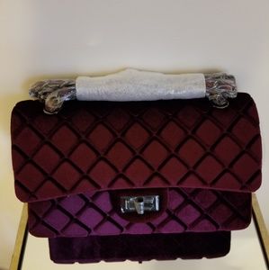 Burgundy velvet quilted purse